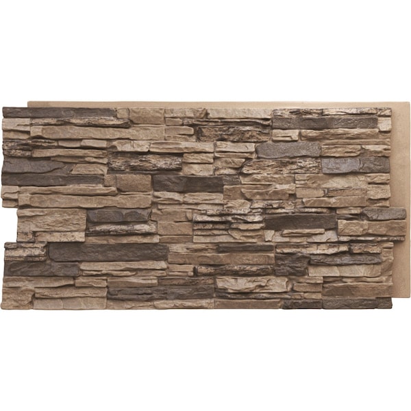 Ekena Millwork 45 3/4"W x 24 1/2"H x 1 1/4"D Canyon Ridge Stacked Stone Faux Stone Siding Panel Smokey Ridge PNU24X48CNSR - main